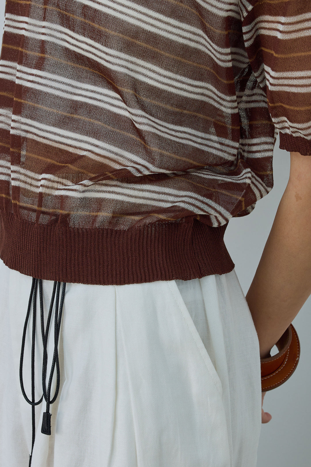 [予約/SET]シアーボーダーポロ+アイレットレースラップ付きパンツ(2set)