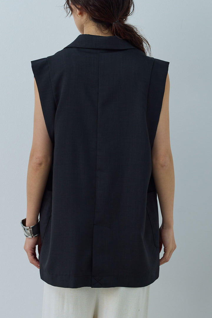 [予約/SET]リネンタッチテーラードジレ+刺繍ロゴショート丈 Tシャツ+レオパードシアースカート(3set)