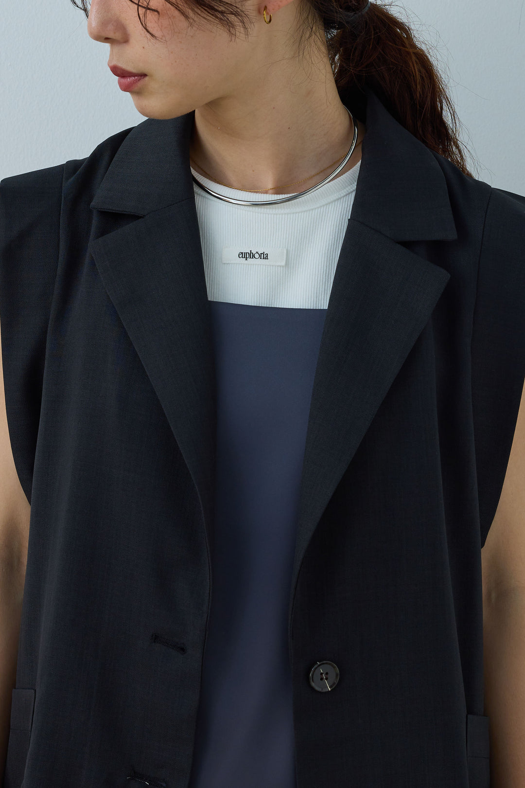 [予約]リネンタッチテーラードジレ