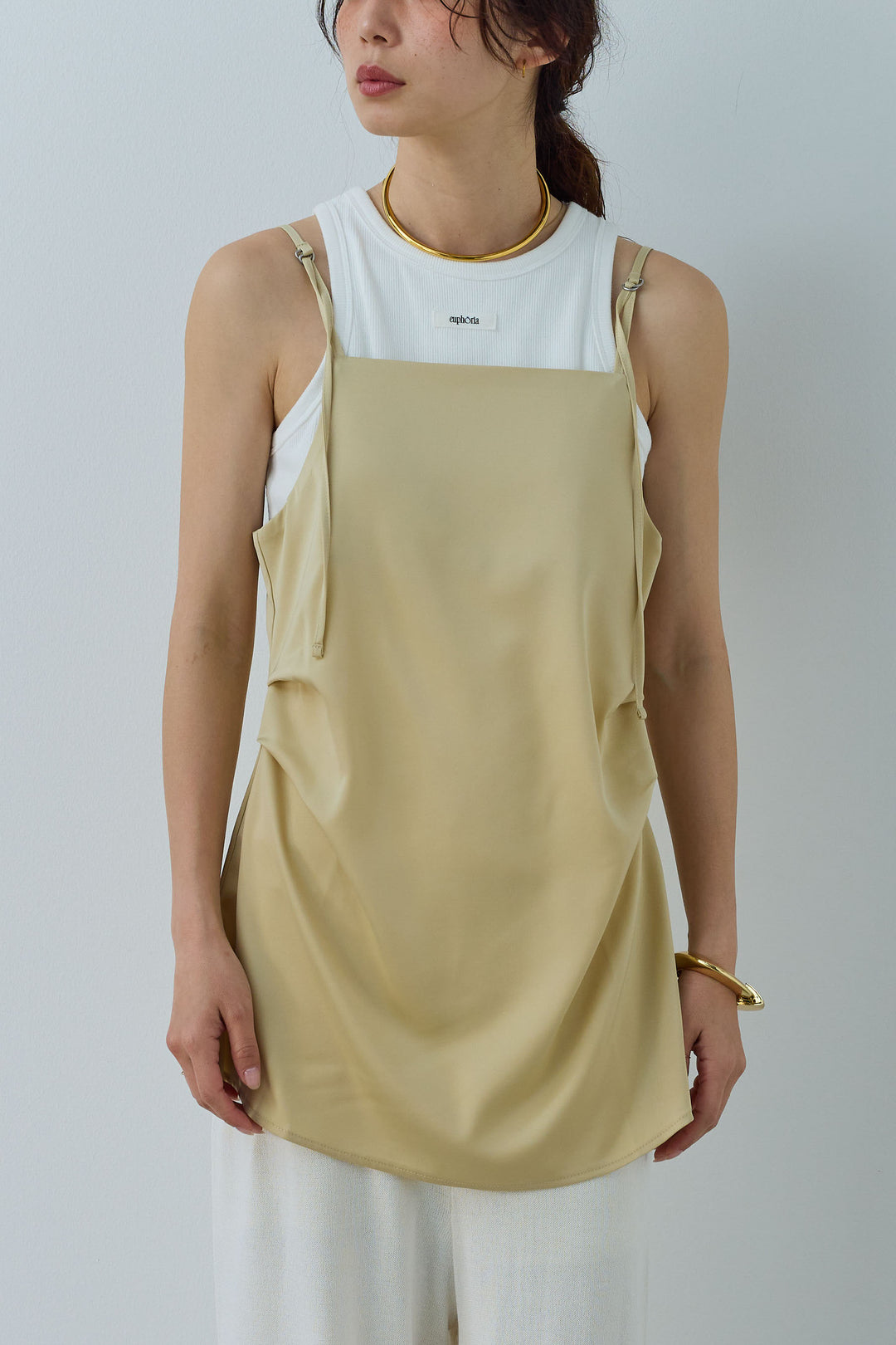 [予約]マットサテンサイドタックキャミ