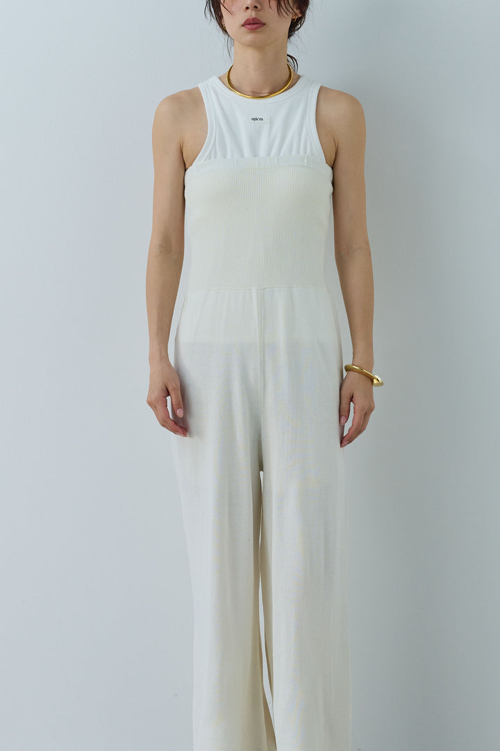 [予約/SET]リネンタッチテーラードジレ+マットサテンサイドタックキャミ+ニットベア2wayパンツ(3set)