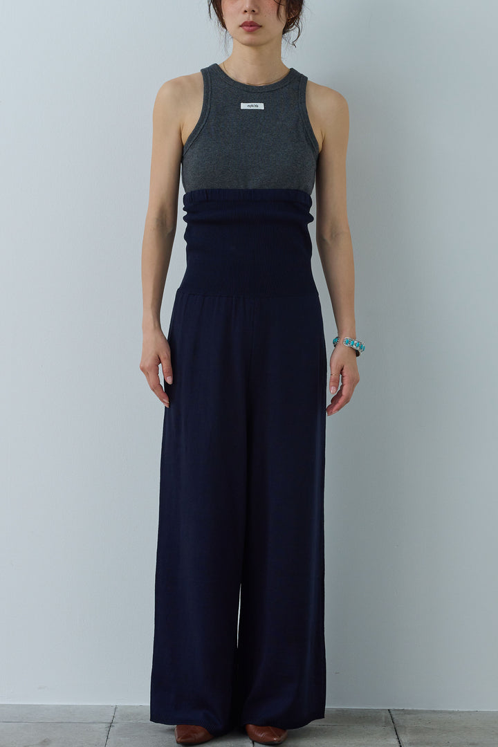 [予約/SET]リネンタッチテーラードジレ+マットサテンサイドタックキャミ+ニットベア2wayパンツ(3set)