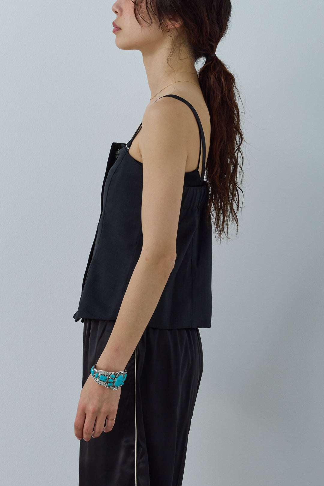 [予約/SET]リネンタッチテーラードジレ+リネンタッチビスチェ+サイドラインサテンパンツ(3set)