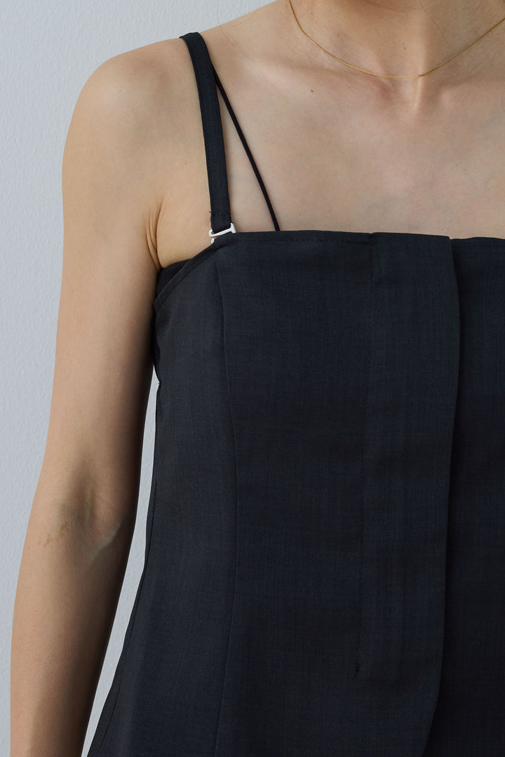 [予約/SET]リネンタッチテーラードジレ+リネンタッチビスチェ+サイドラインサテンパンツ(3set)