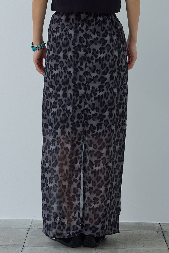 [予約/SET]リネンタッチテーラードジレ+レオパードシアースカート(2set)