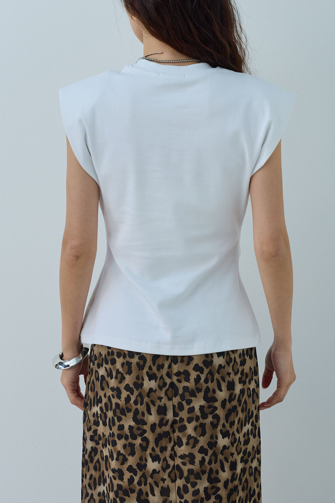 [予約/SET]コード付きノースリT+レオパードシアースカート(2set)