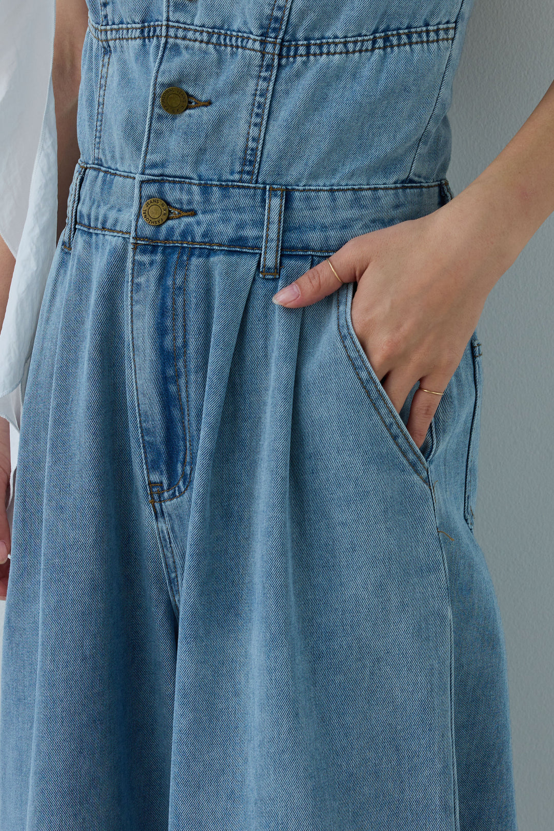 [予約/SET]アシメフリルタイブラウス+2WAYデニムベアサロペット(2set)