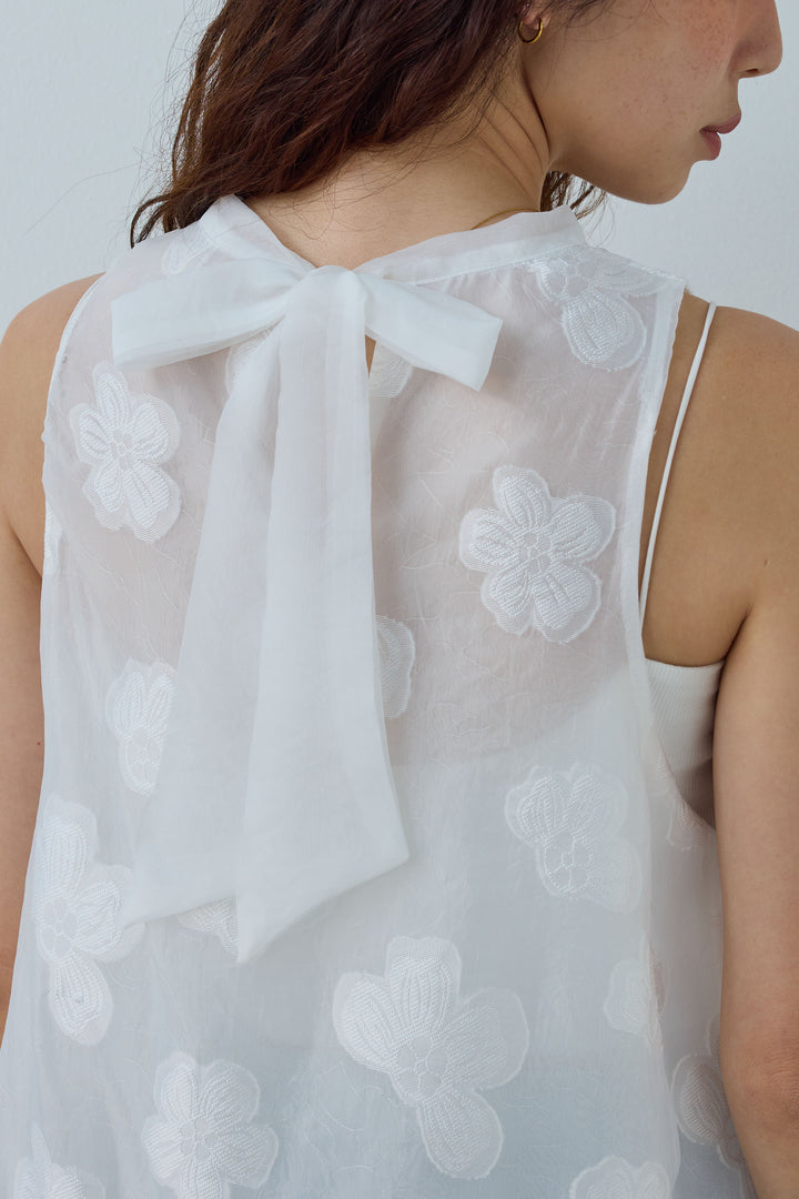 [予約/SET]フラワーシアーブラウス+サイドスラッシュデニム(2set)