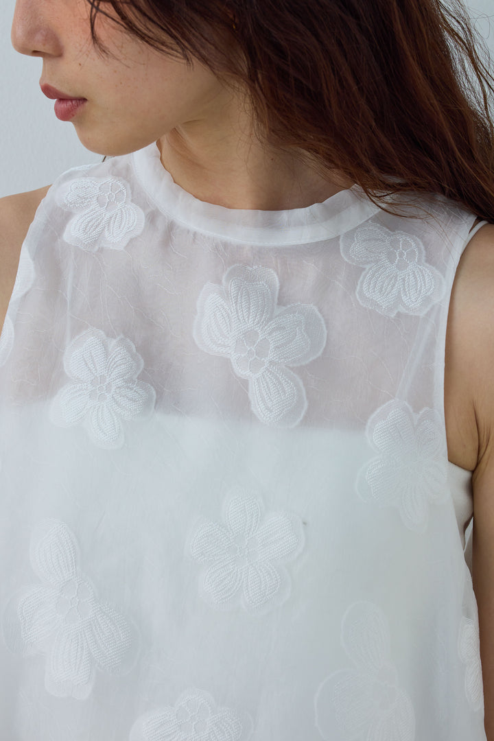 [予約/SET]フラワーシアーブラウス+サイドスラッシュデニム(2set)