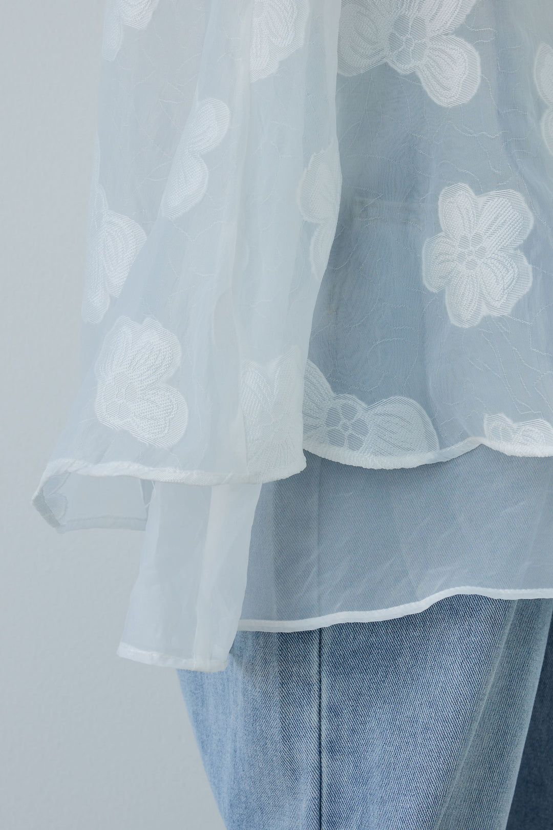 [予約/SET]フラワーシアーブラウス+サイドスラッシュデニム(2set)