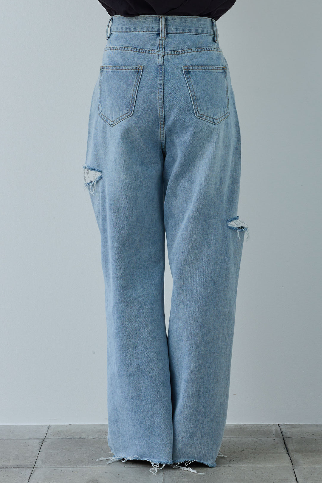 [予約/SET]フラワーシアーブラウス+サイドスラッシュデニム(2set)