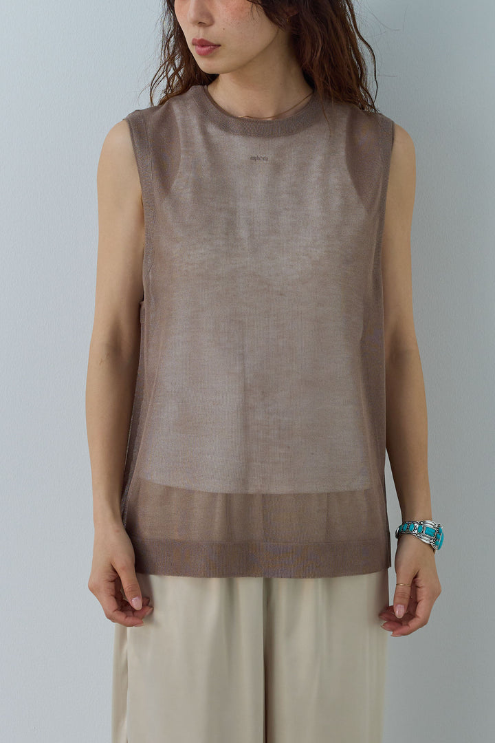 [予約/SET]シアーノースリーブニット+サイドラインサテンパンツ(2set)