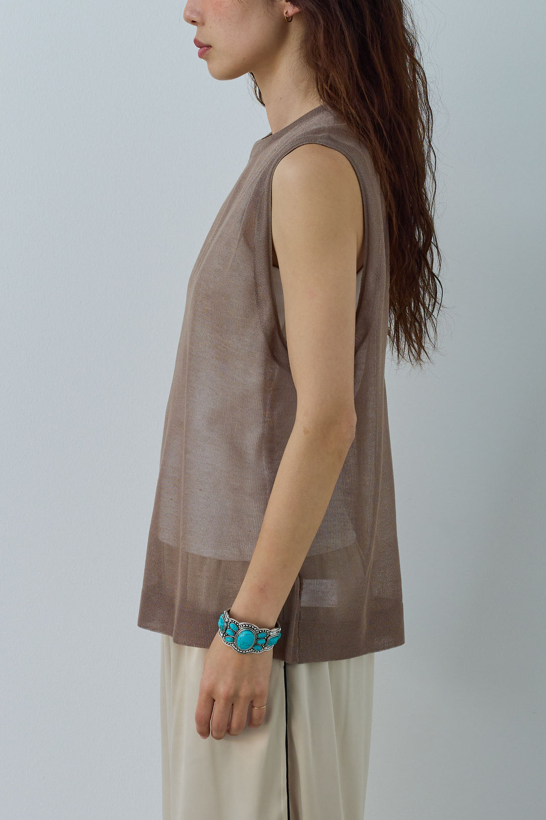 [予約/SET]シアーノースリーブニット+カーゴパンツ(2set)