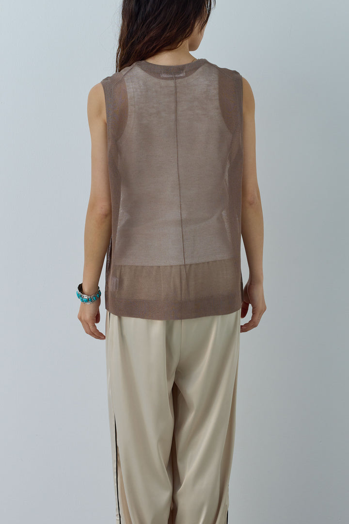 [予約/SET]シアーノースリーブニット+カップ付きホルターネックタンク+アシンメトリースカート(3set)