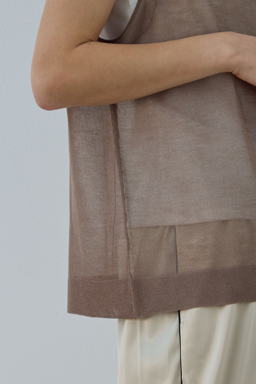 [予約/SET]デニムライクシャツ+シアーノースリーブニット+レオパードシアースカート(3set)