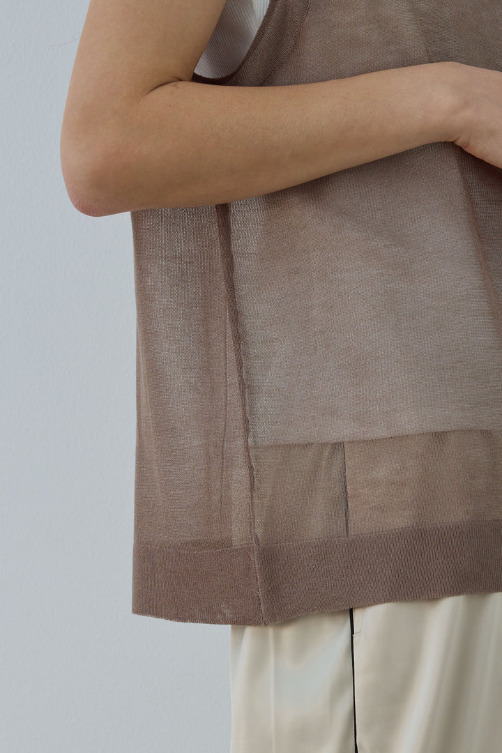 [予約/SET]デニムライクシャツ+シアーノースリーブニット+レオパードシアースカート(3set)