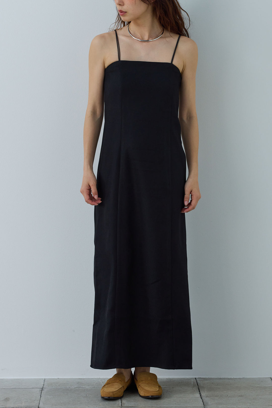 [予約/SET]シアーノースリーブニット+ヘザーツイルキャミワンピース(2set)