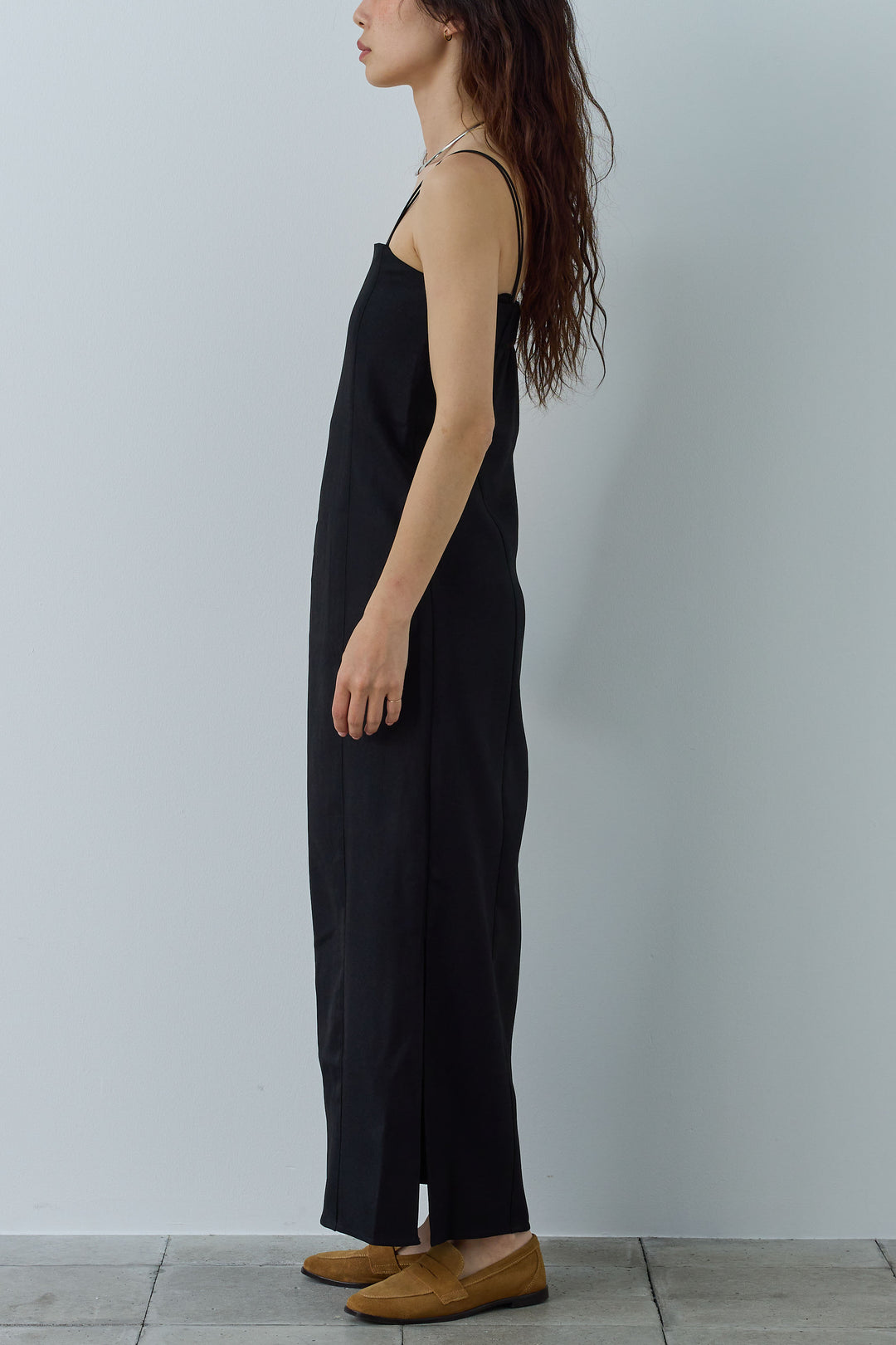 [予約/SET]シアーノースリーブニット+ヘザーツイルキャミワンピース(2set)