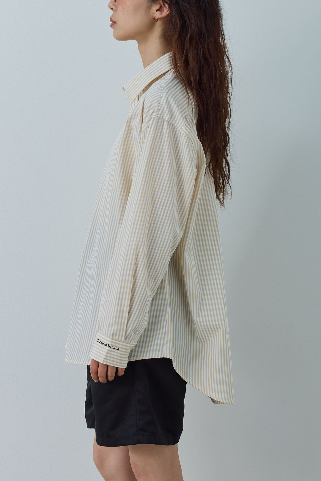 [予約]刺繍入りストライプオーバーサイズシャツ