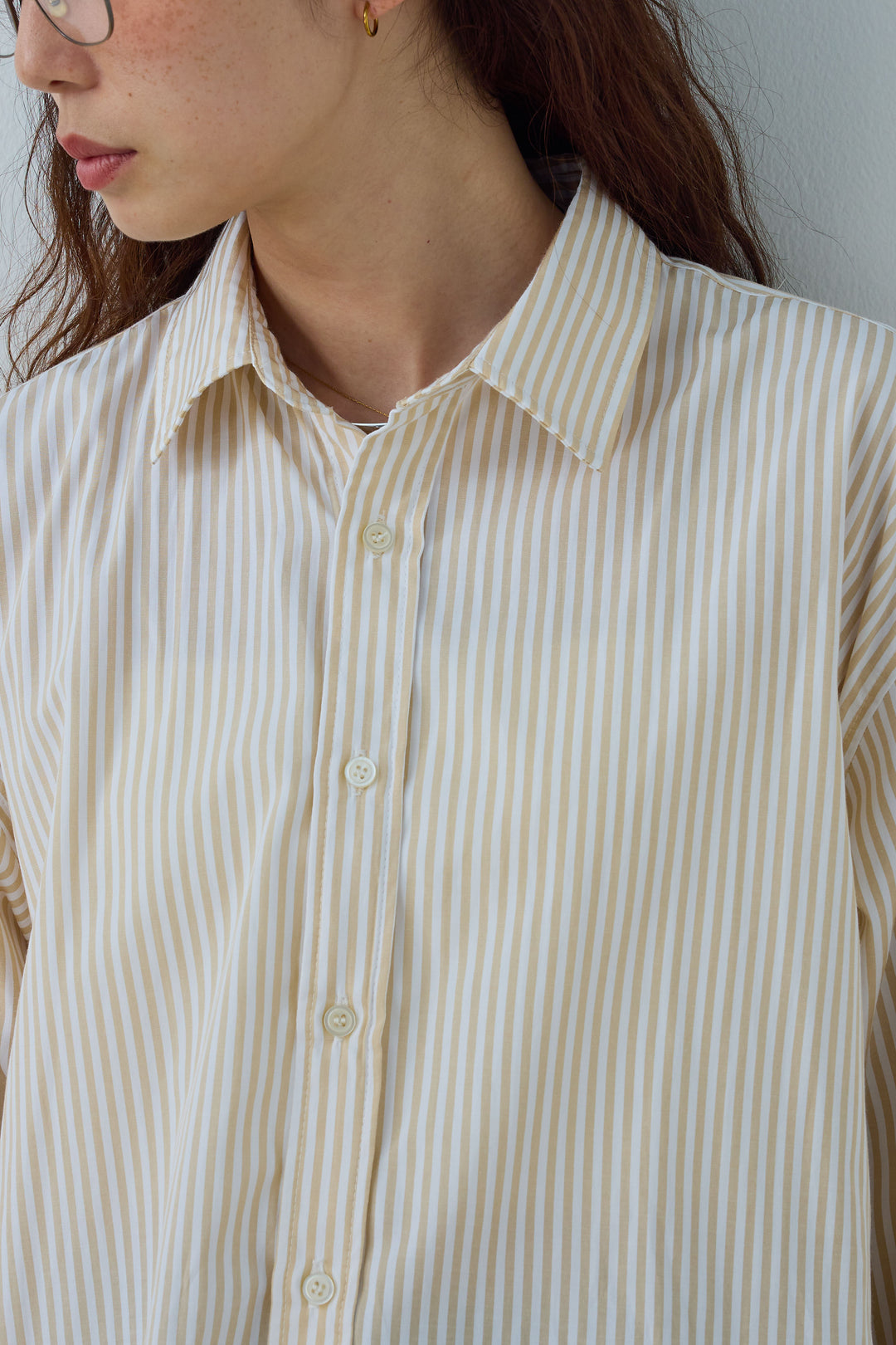 [予約]刺繍入りストライプオーバーサイズシャツ