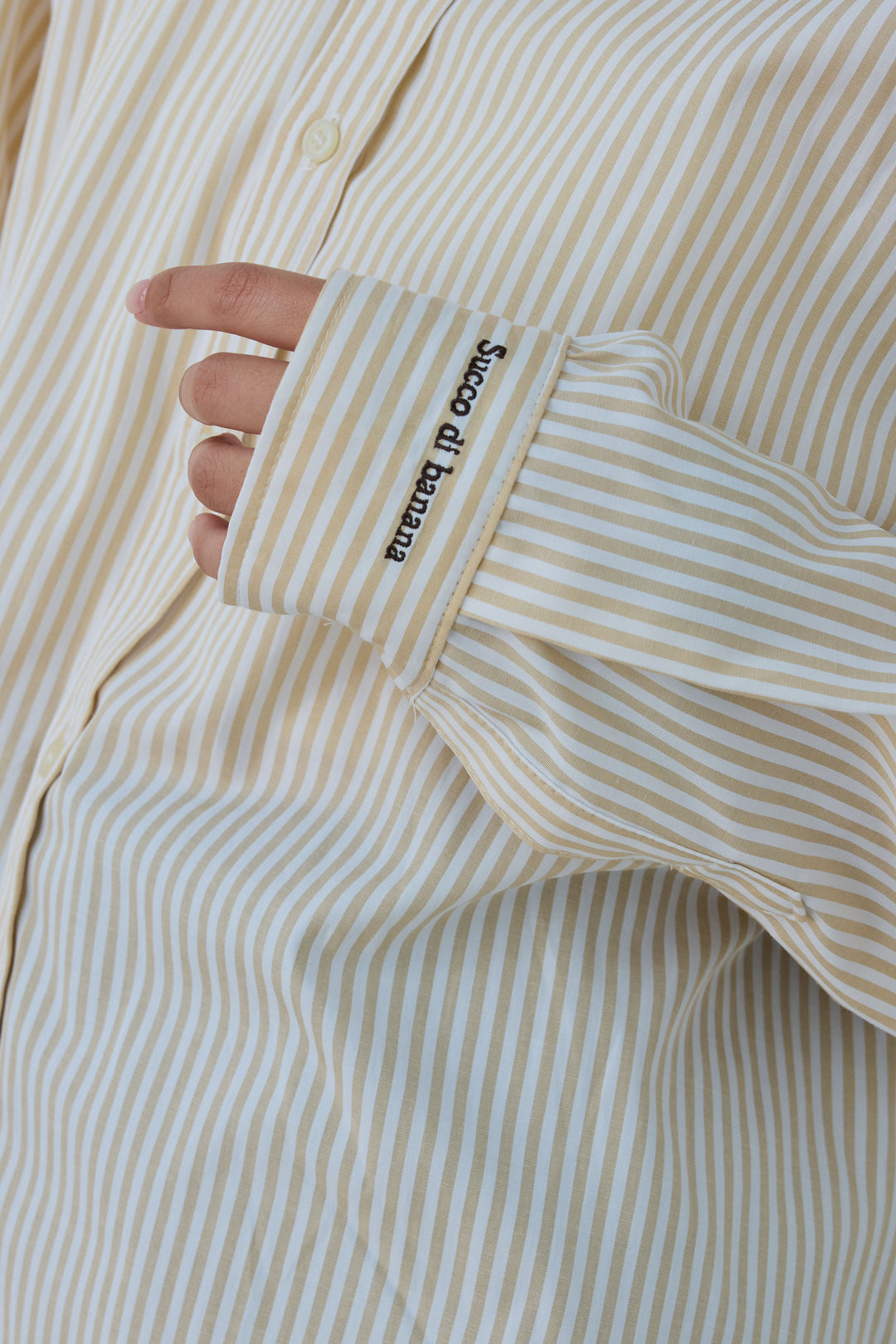 [予約/SET]刺繍入りストライプオーバーサイズシャツ+ツイルタックハーフパンツ(2set)