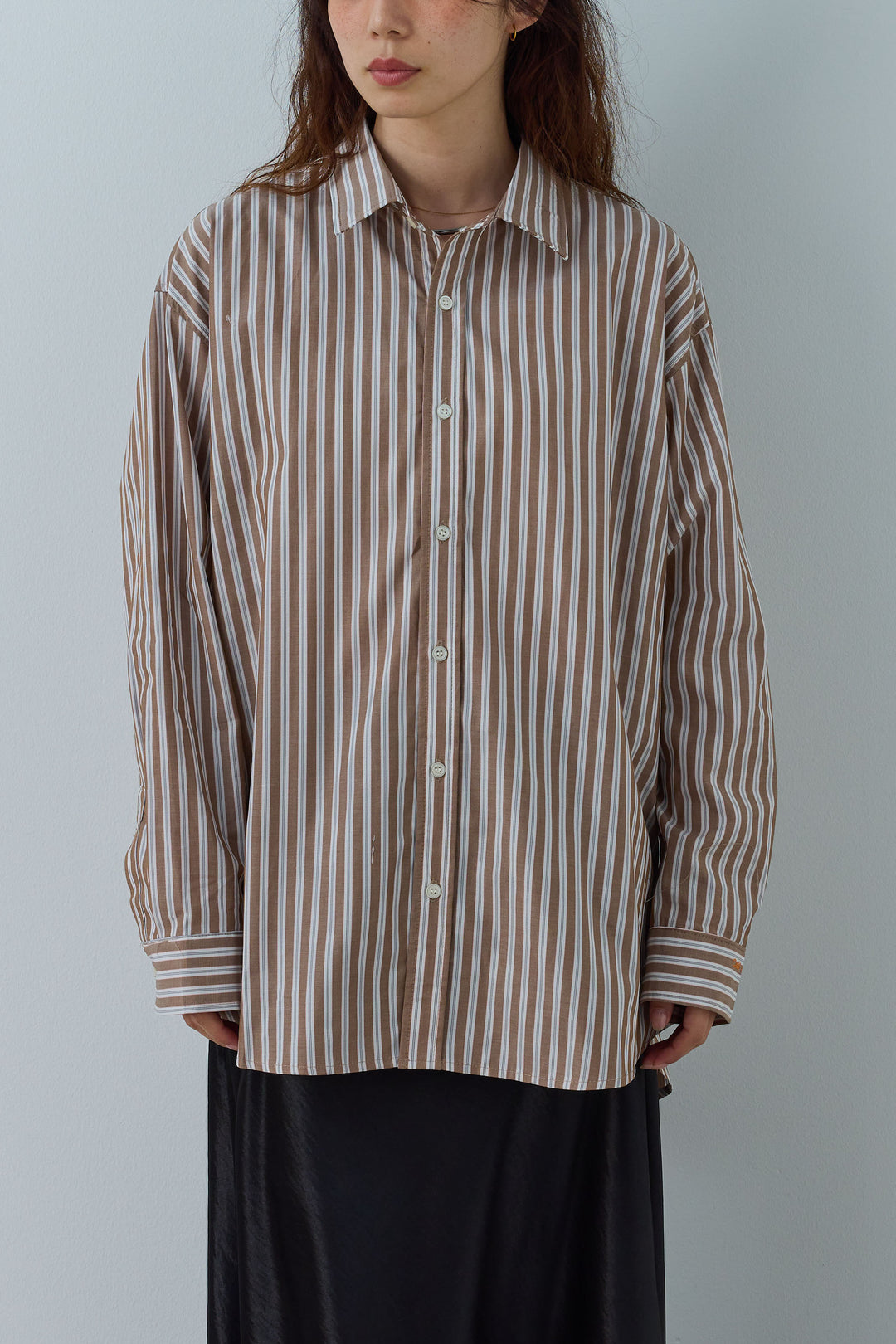 [予約]刺繍入りストライプオーバーサイズシャツ