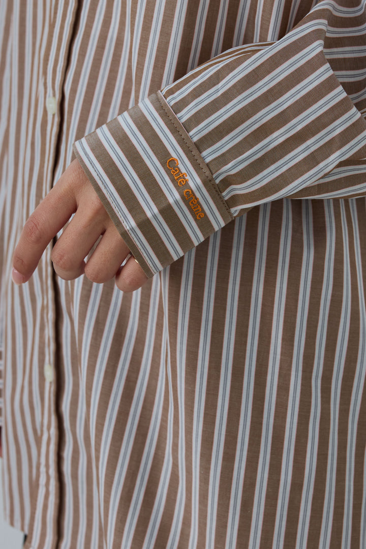 [予約]刺繍入りストライプオーバーサイズシャツ