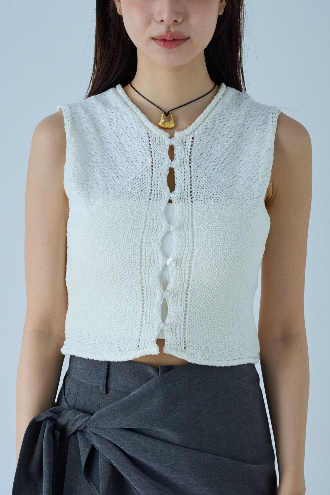 [予約/SET]フロントボタンPO+リネンミックスキャミサロペット(2set)