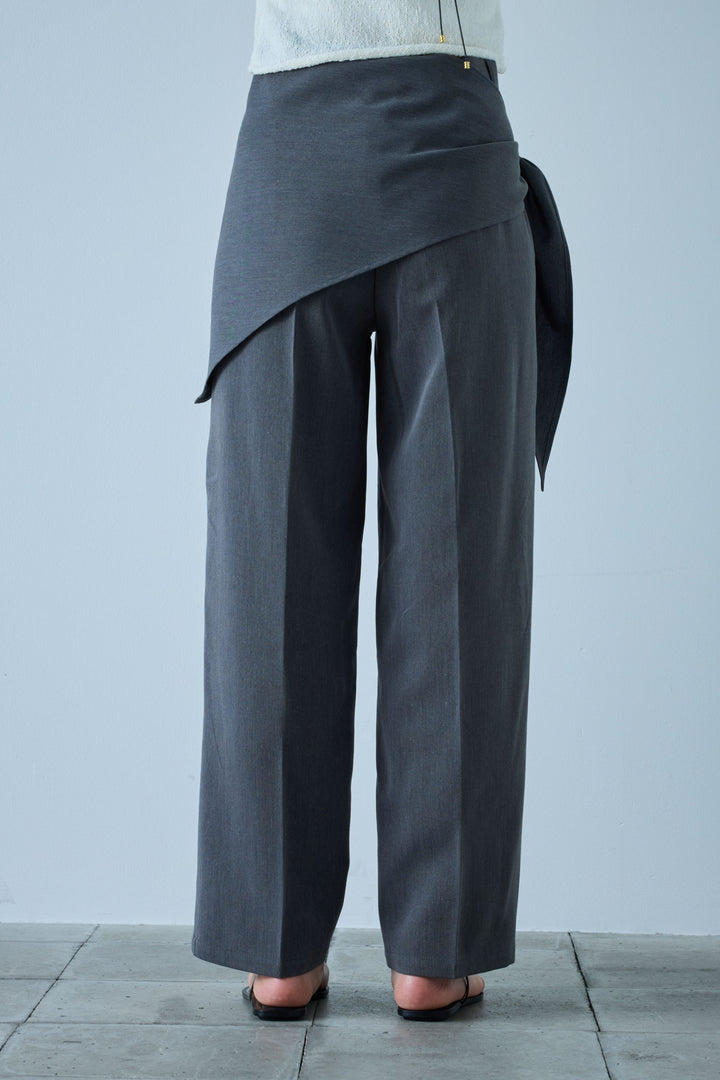 [予約/SET]フロントボタンPO+スカーフ付きタックパンツ(2set)