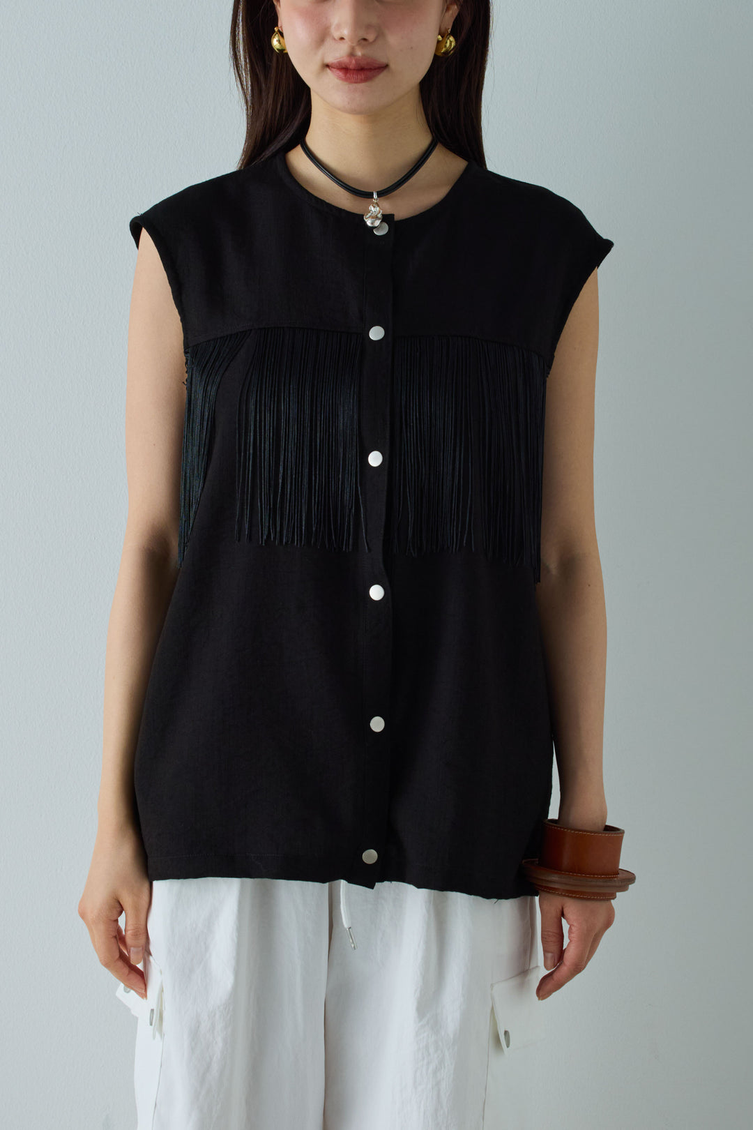 [予約]フリンジデザインノースリーブ