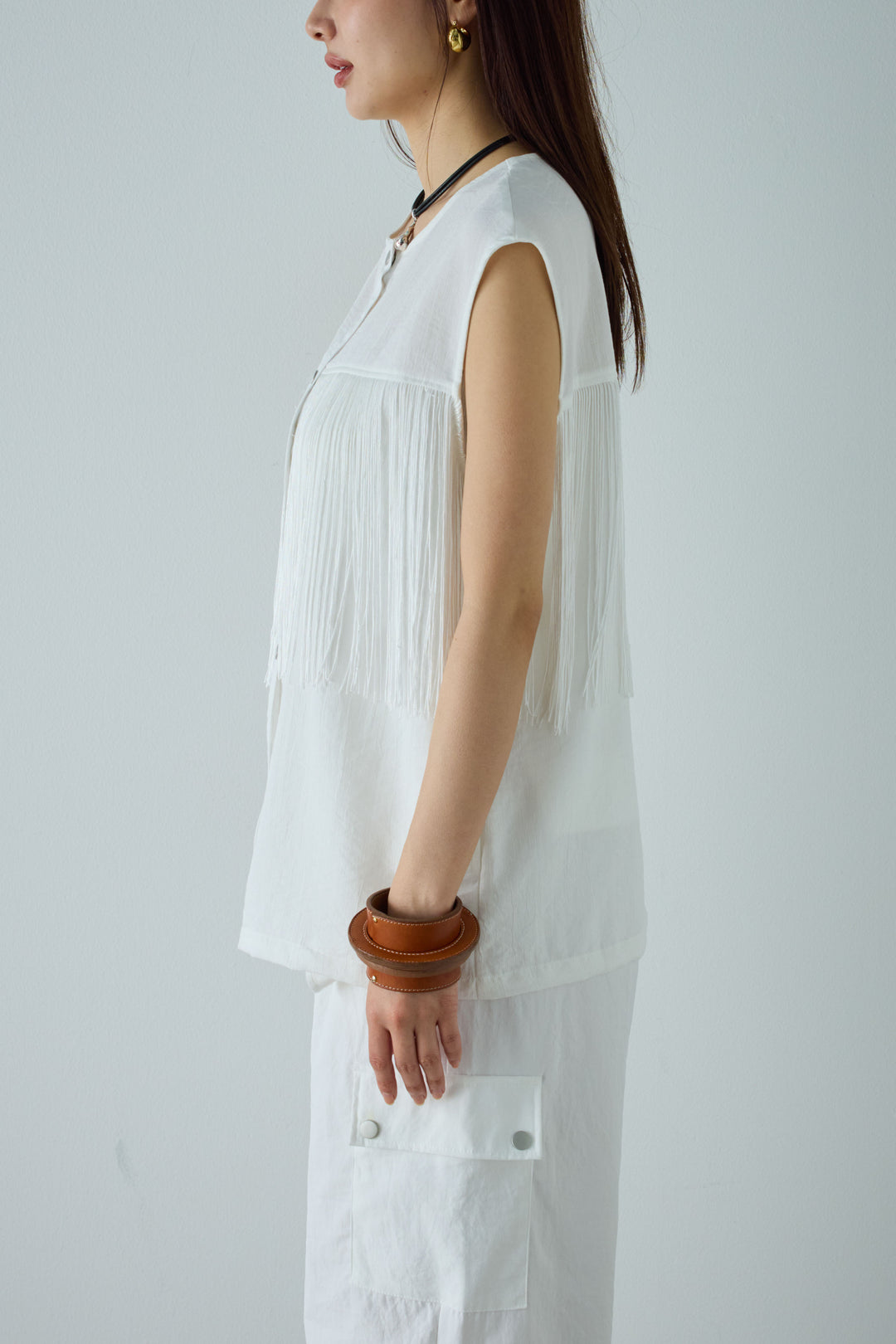 [予約]フリンジデザインノースリーブ