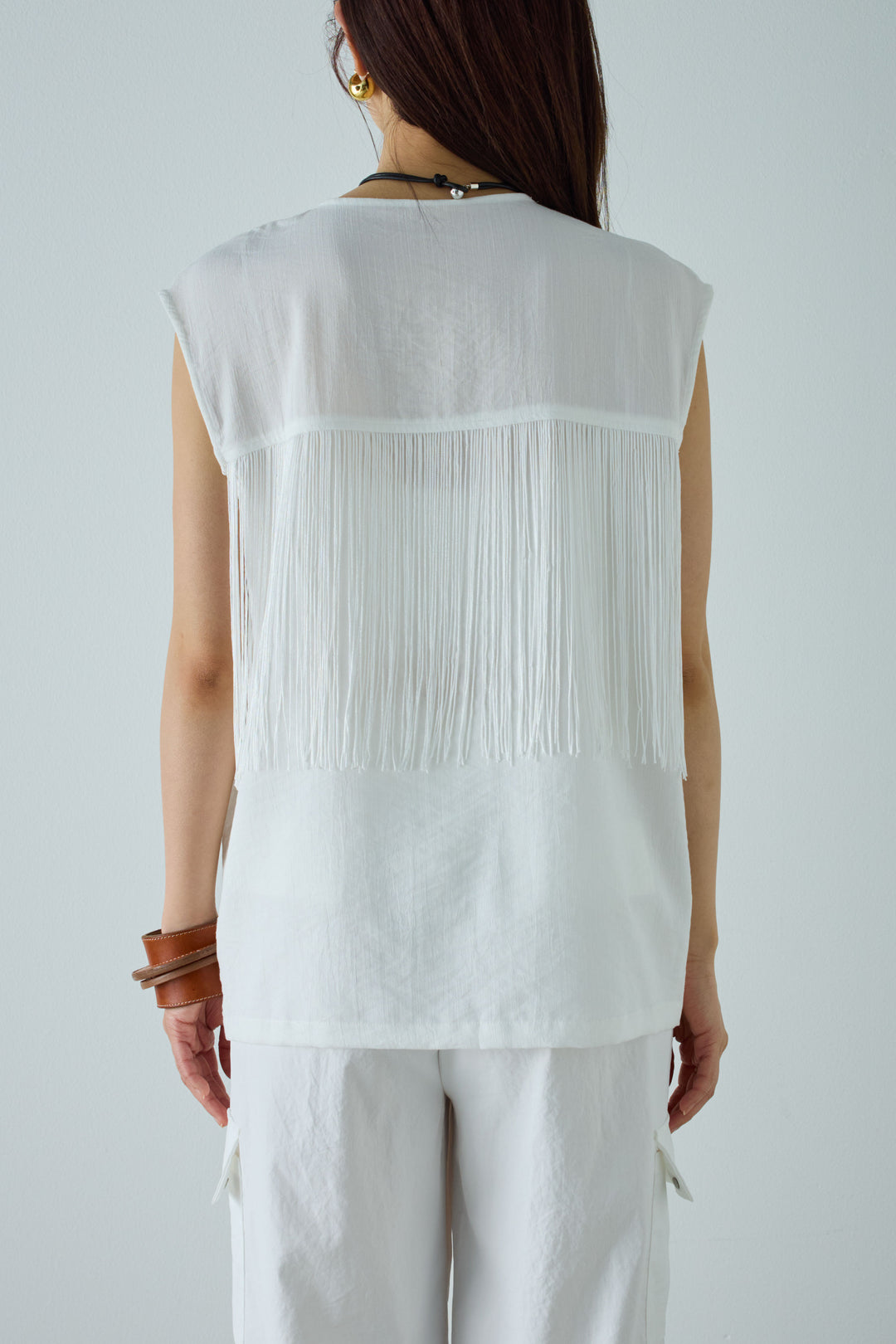 [予約/SET]フリンジデザインノースリーブ+レオパードシアースカート(2set)