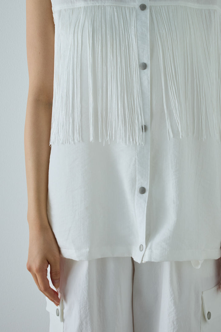 [予約/SET]フリンジデザインノースリーブ+レオパードシアースカート(2set)