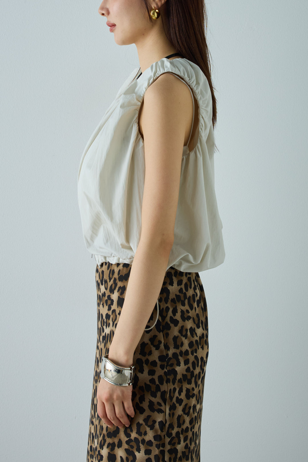 [予約]C/Nタフタギャザークロップドベスト