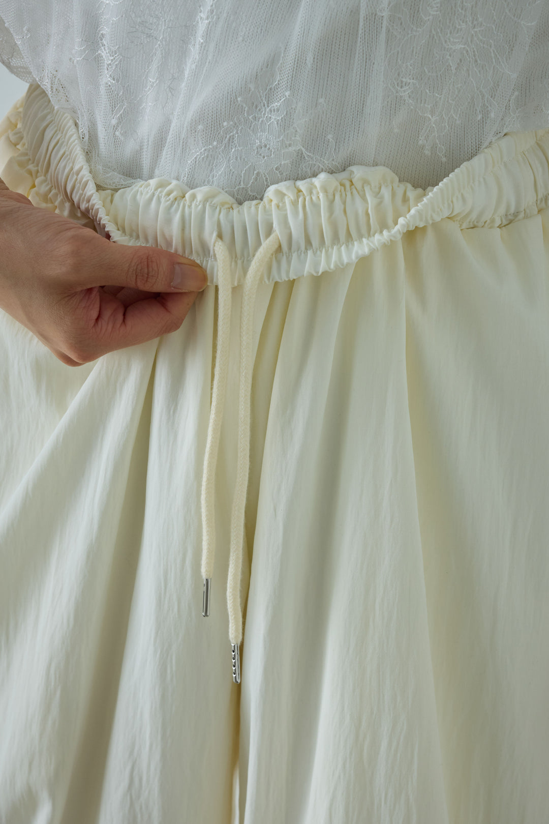 [予約/SET]デザインポケットベスト+トーションレースコットンキャミ+リブ切り替えタンクトップ+かすれシアーイージーパンツ(4set)