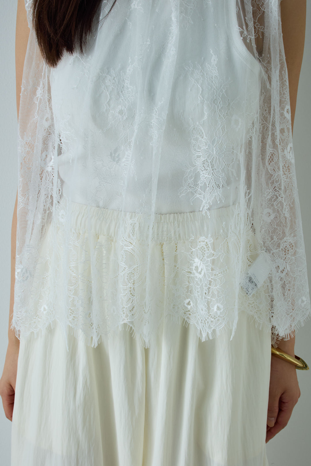 [予約/SET]レースブラウス+かすれシアーイージーパンツ(2set)