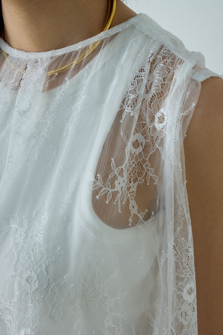 [予約/SET]レースブラウス+かすれシアーイージーパンツ(2set)