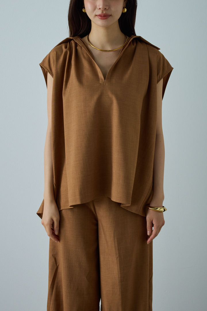 [予約/SET]スキッパーギャザーSH+カーブパンツ(2set)