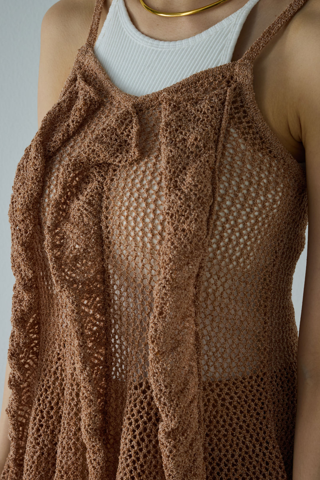 [予約]メッシュフリルニットキャミ