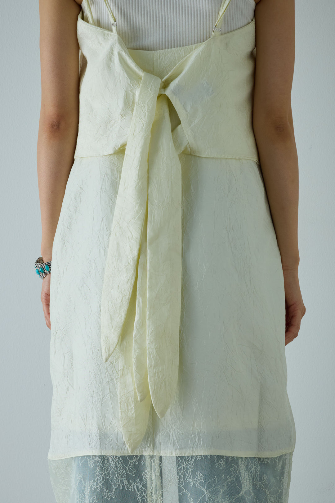 [予約/SET]リブロゴタンク+スカーフ風バックリボンキャミソール+ネップツイルストレートスカート(3set)