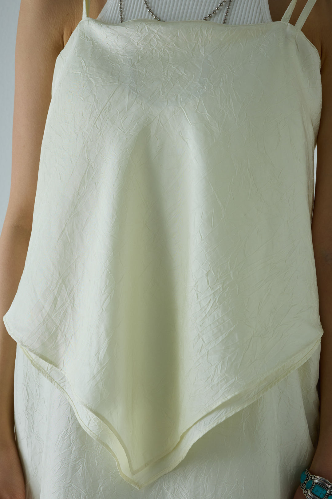 [予約/SET]スカーフ風バックリボンキャミソール+ネップツイルストレートスカート(2set)