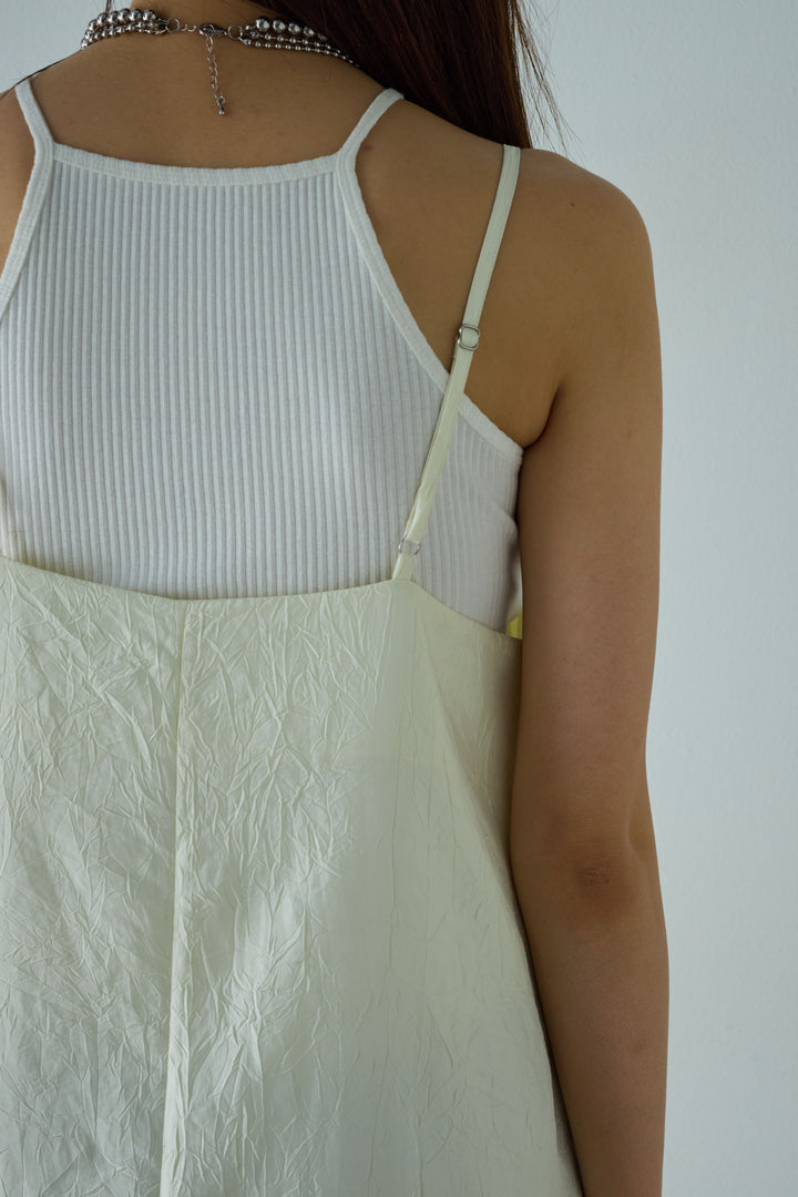 [予約/SET]スカーフ風バックリボンキャミソール+レース切り替えOP(2set)