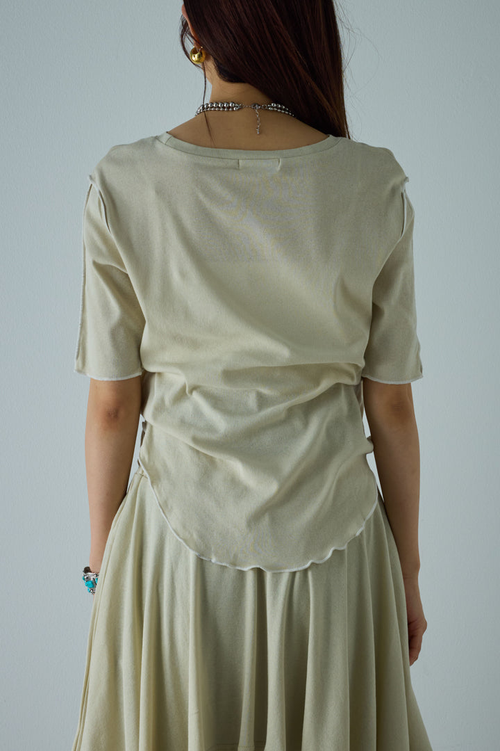 [予約/SET]パイピングラウンドヘムカットソー+レイヤードイレヘムSK(2set)