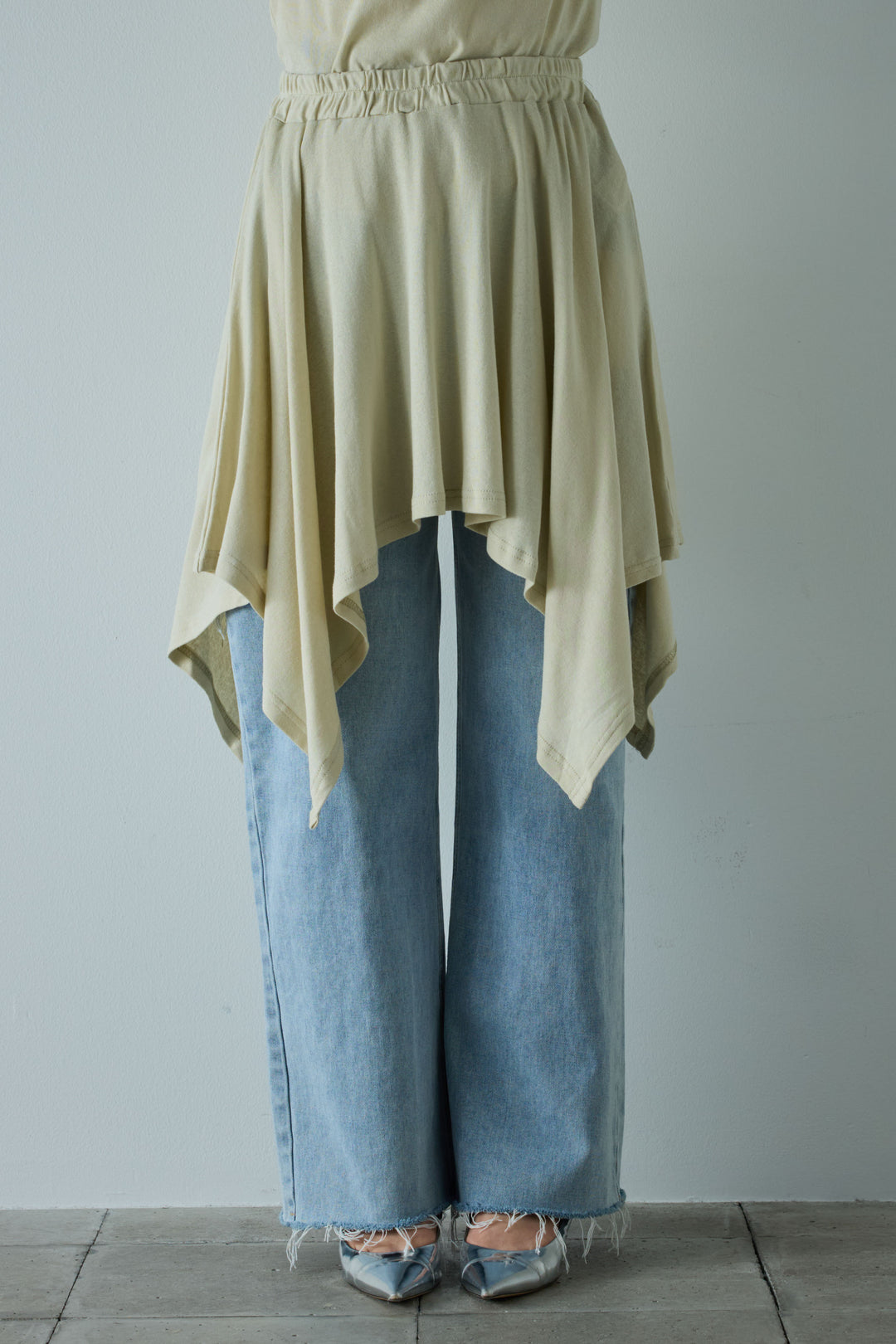 [予約/SET]パイピングラウンドヘムカットソー+レイヤードイレヘムSK+サイドスラッシュデニム(3set)