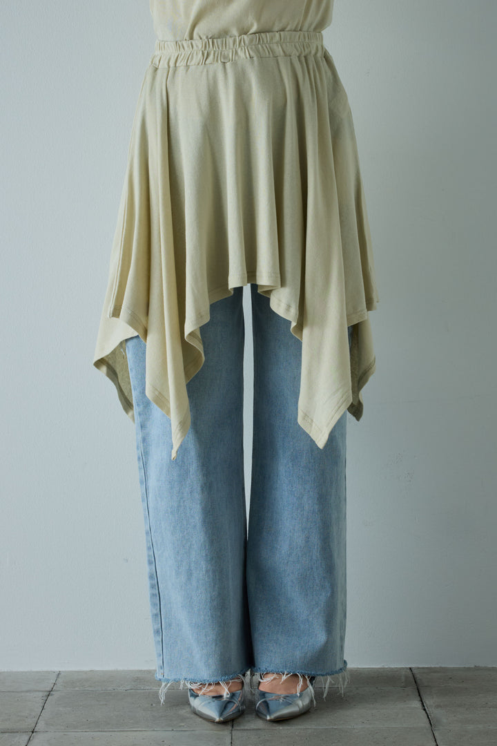 [予約/SET]パイピングラウンドヘムカットソー+レイヤードイレヘムSK+サイドスラッシュデニム(3set)