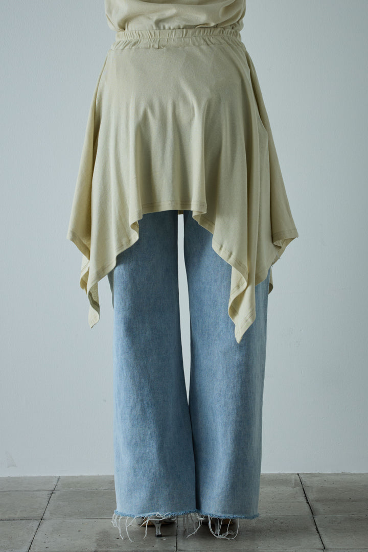 [予約/SET]パイピングラウンドヘムカットソー+レイヤードイレヘムSK+サイドスラッシュデニム(3set)