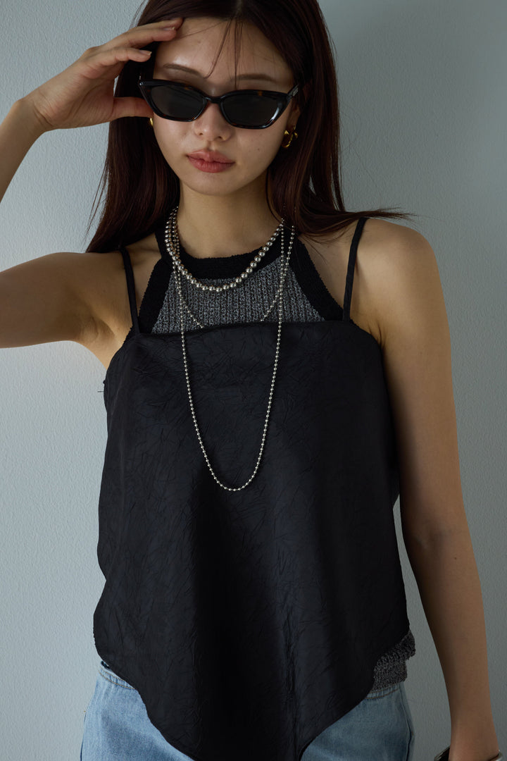 [予約/SET]ミニループアメスリタンク+スカーフ風バックリボンキャミソール(2set)