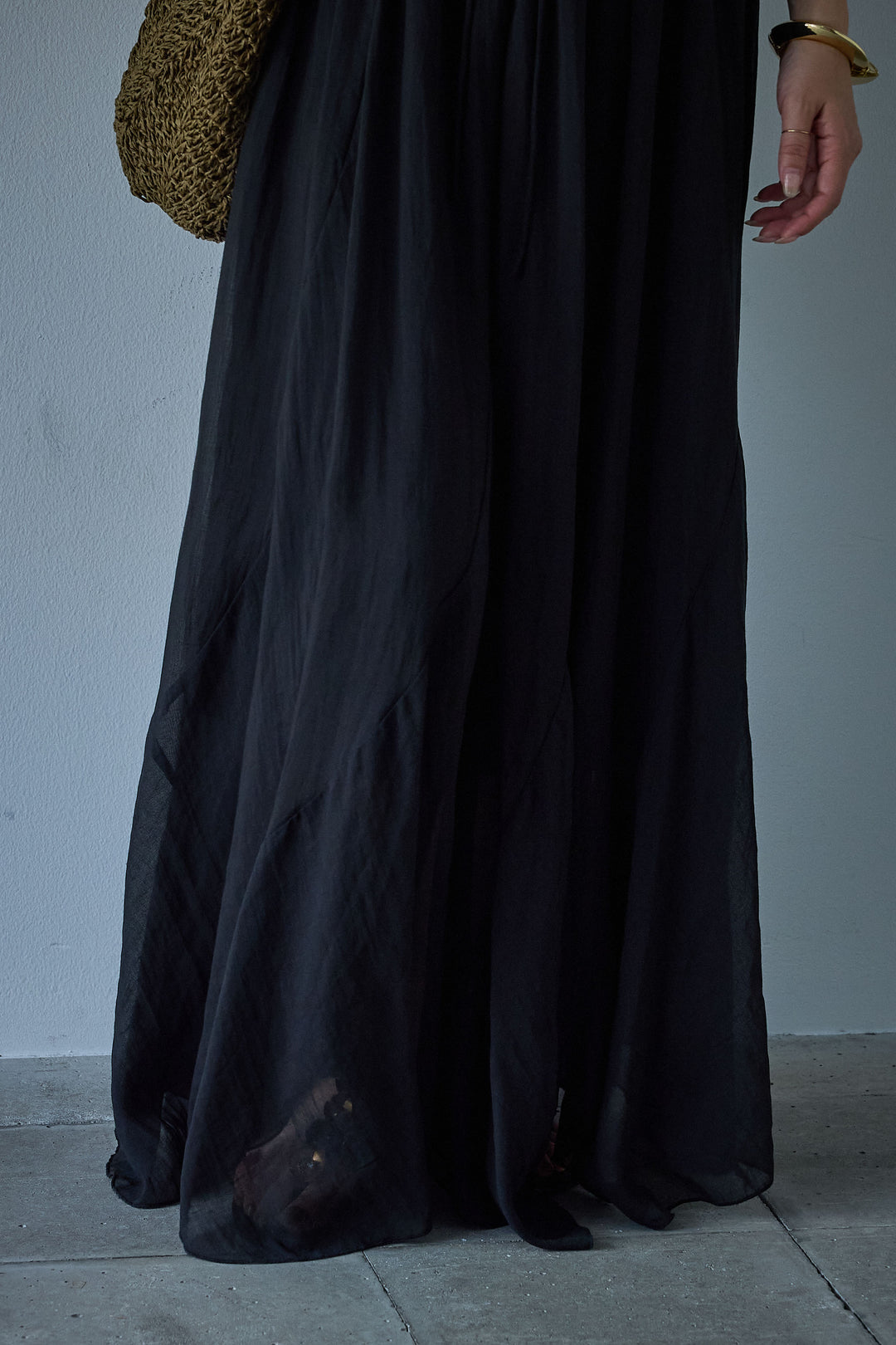 [予約]リネン混シアーフレアスカート