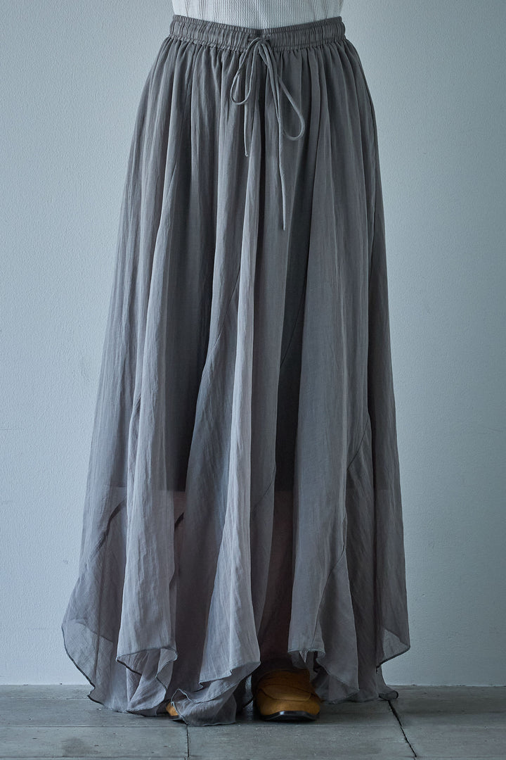 [予約]リネン混シアーフレアスカート
