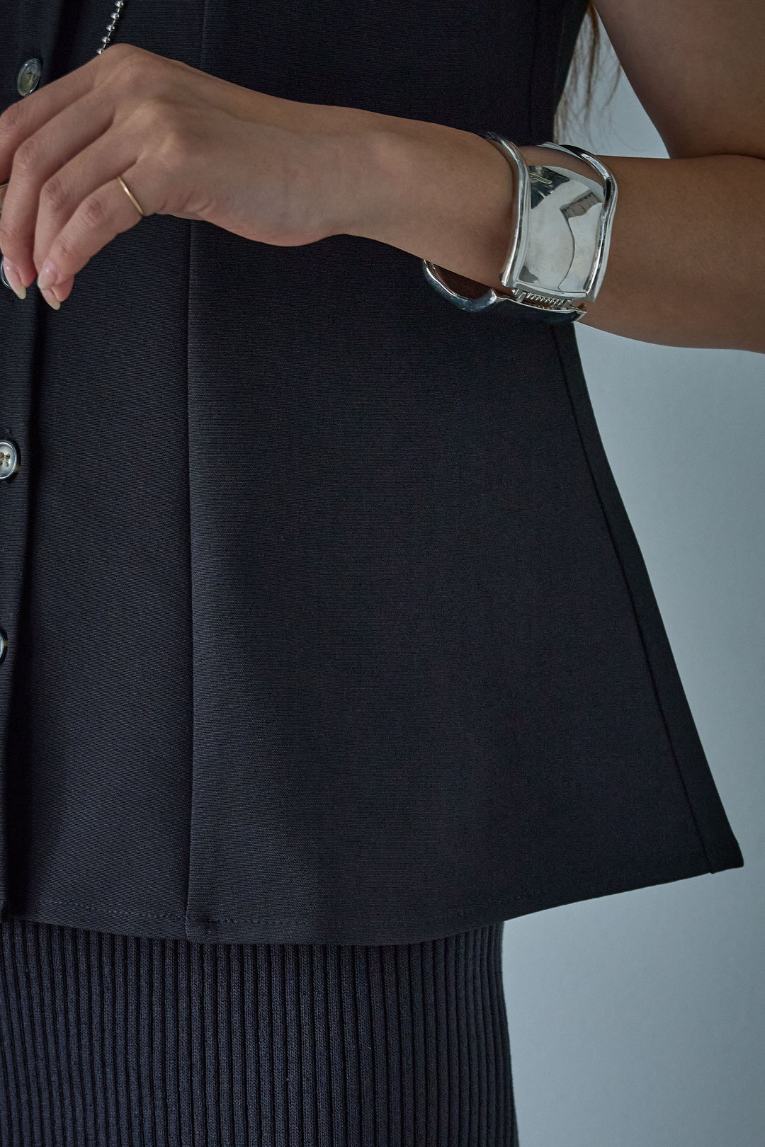 [予約/SET]ノースリーブフロントボタントップス+ストライプレースイージーPT(2set)